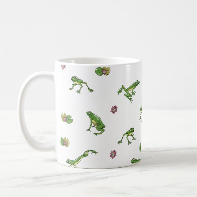 Green Frog Pattern Coffee Mug (Left)