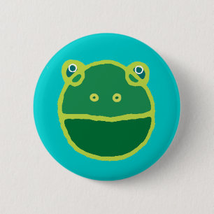 green frog pinback button