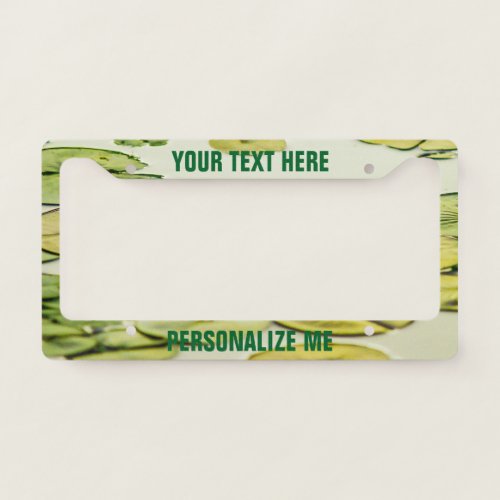 Green Frog Pond Lily Pad Photograph License Plate Frame