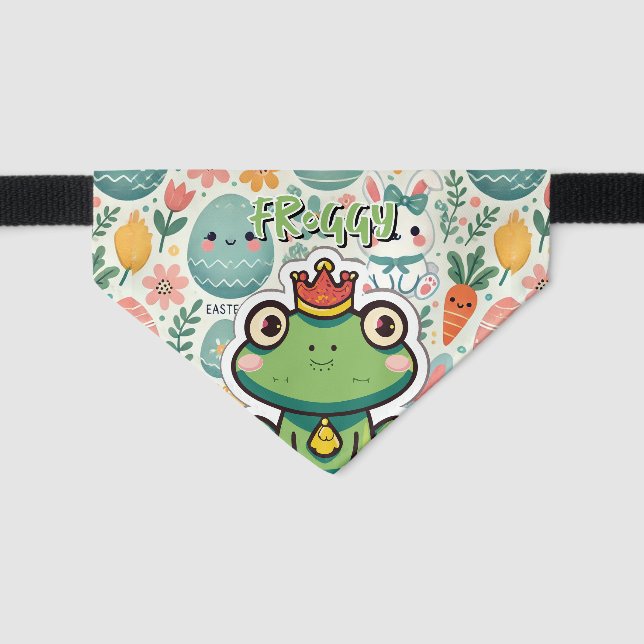 Green Frog Prince Easter Edition Pet Bandana Collar (Front)