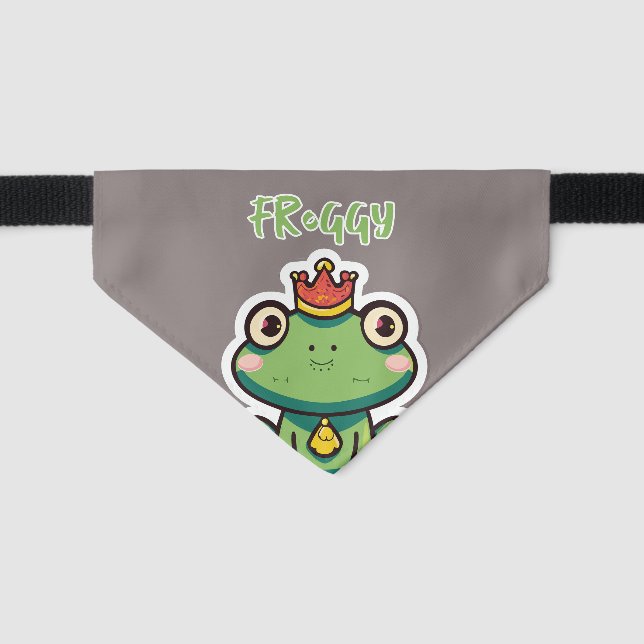 Green Frog Prince Pet Bandana Collar (Front)