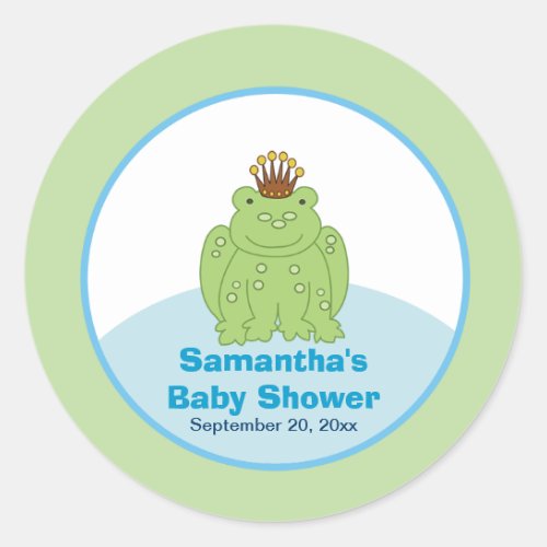 Green Frog Prince Round Custom Favor Sticker