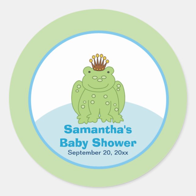 Green Frog Prince Round Custom Favor Sticker (Front)
