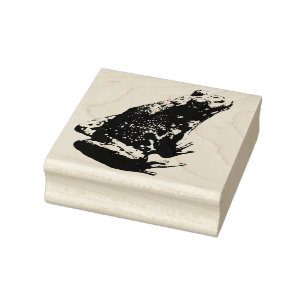 Green Frog Profile Rubber Stamp