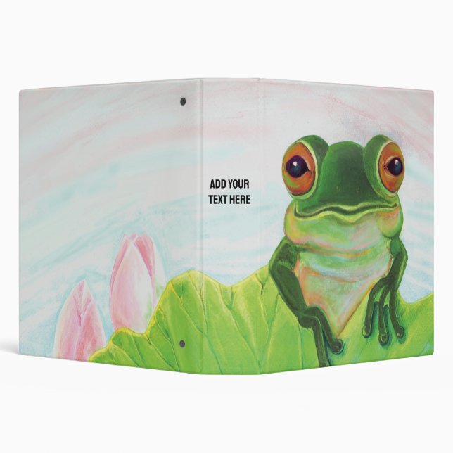 Green Frog Relaxing in the pond  3 Ring Binder (Background)