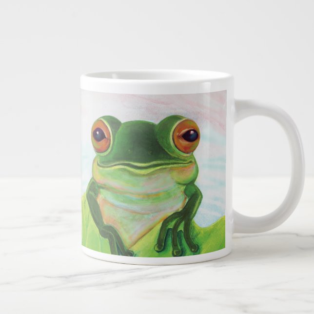 Green Frog Relaxing in the pond  Giant Coffee Mug (Right)