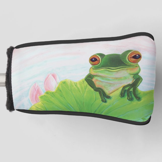 Green Frog Relaxing in the pond  Golf Head Cover (Front)