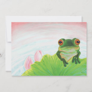 Green Frog Relaxing in the pond Invitation