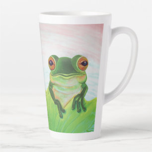Green Frog Relaxing in the pond  Latte Mug