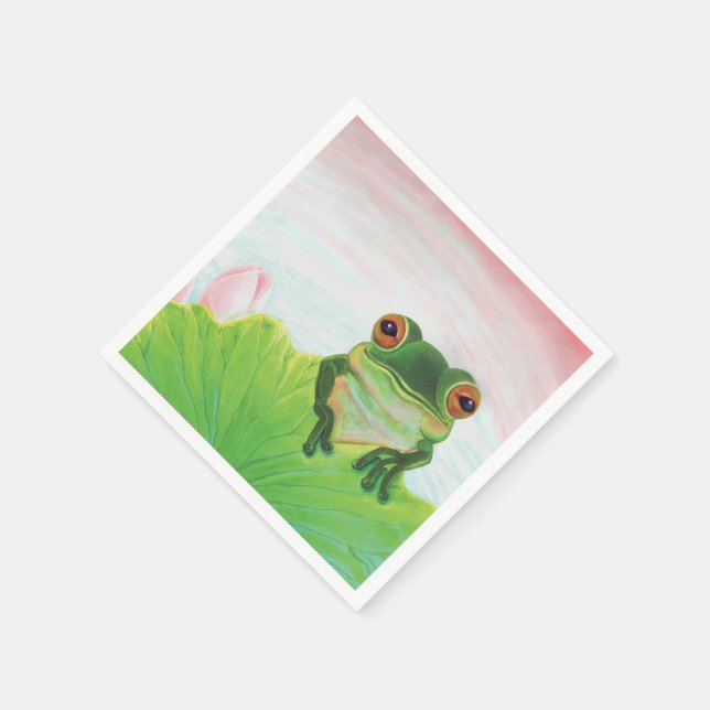 Green Frog Relaxing in the pond  Napkins (Corner)