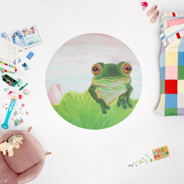 Green Frog Relaxing in the pond  Outdoor Rug (Insitu (Babyroom))