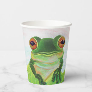 Green Frog Relaxing in the pond  Paper Cups