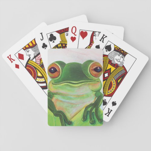 Green Frog Relaxing in the pond  Playing Cards