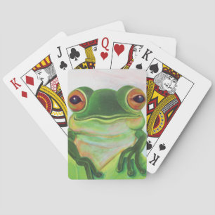 Green Frog Relaxing in the pond Poker Cards