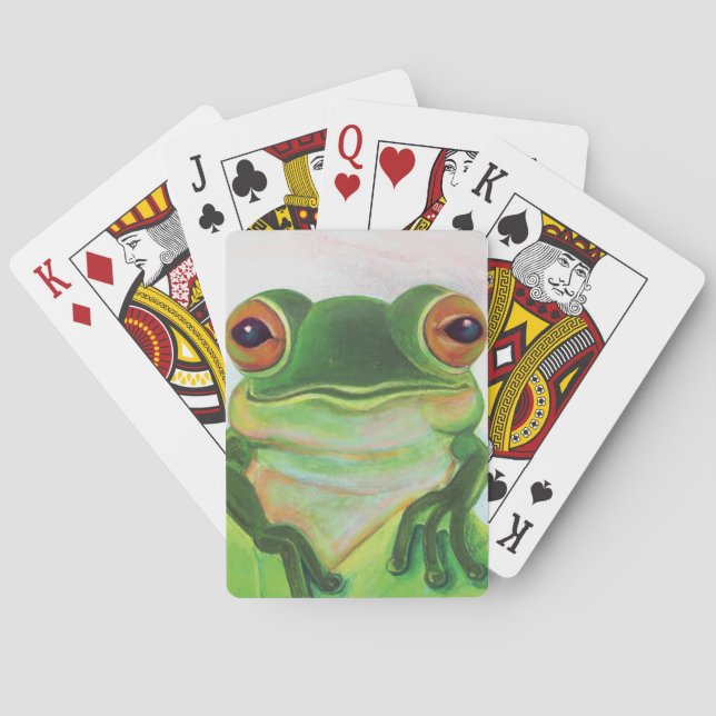 Green Frog Relaxing in the pond  Poker Cards (Back)