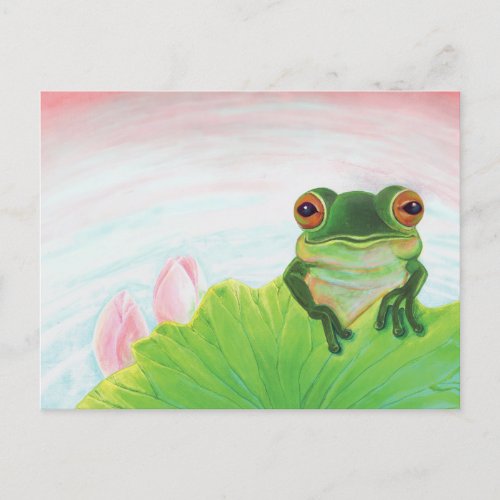 Green Frog Relaxing in the pond Postcard
