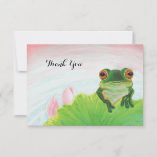 Green Frog Relaxing in the pond  Thank You Card