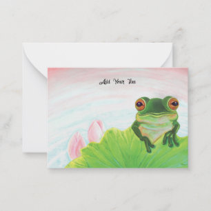 Green Frog Relaxing Personalized Note Card
