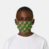 Green Frog Santa Hat Cartoon Novelty Christmas Kids' Cloth Face Mask (Worn)