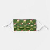 Green Frog Santa Hat Cartoon Novelty Christmas Kids' Cloth Face Mask (Front, Folded)