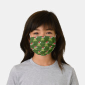 Green Frog Santa Hat Cartoon Novelty Christmas Kids' Cloth Face Mask (Worn)