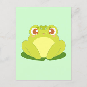 Green Frog Sitting On Leaf Postcard