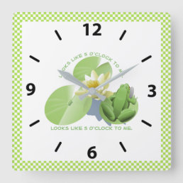 Green Frog Sitting on Lily Pad: looks like 5 to me Square Wall Clock