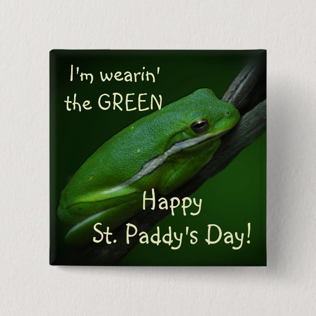Green Frog St. Patrick's Day Button (Front)
