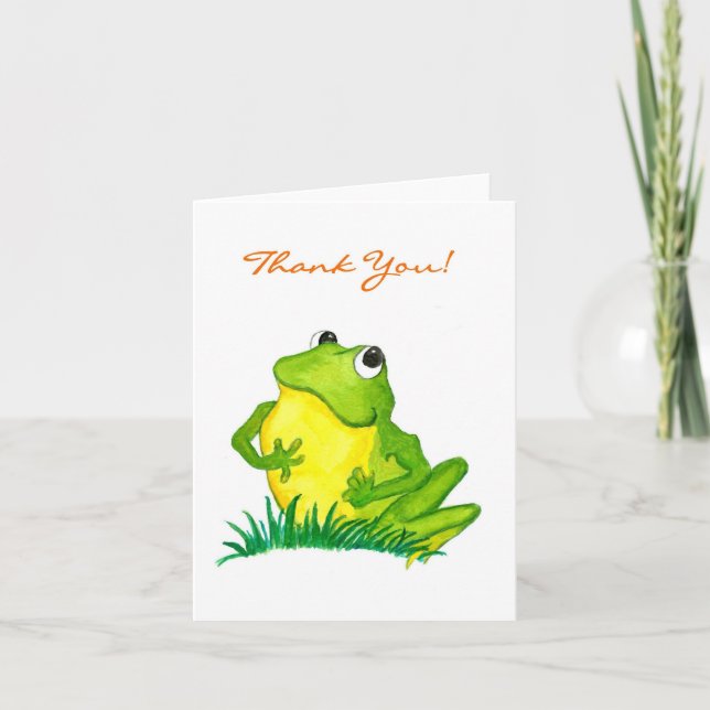Green Frog 'Thank You!' Notecard (Front)