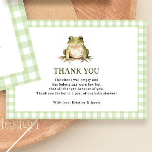 Green Frog Theme Baby Shower Small Thank You Card