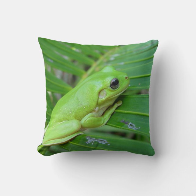 Green Frog Throw Pillow (Front)