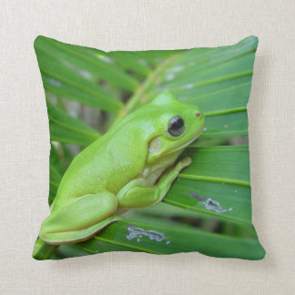 Green Frog Throw Pillow