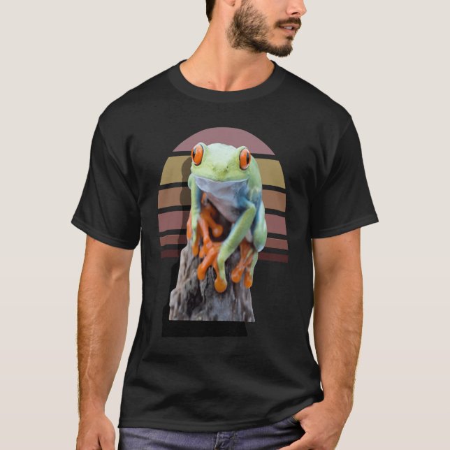 Green Frog Tree Forest Wild Retro Men Women Kids T-Shirt (Front)