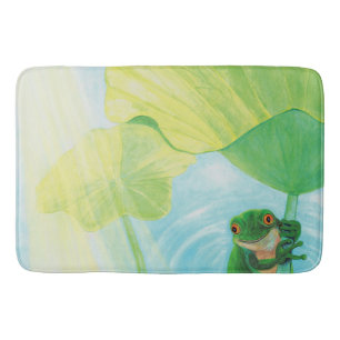 Green Frog under Lily Pad Bath Mat