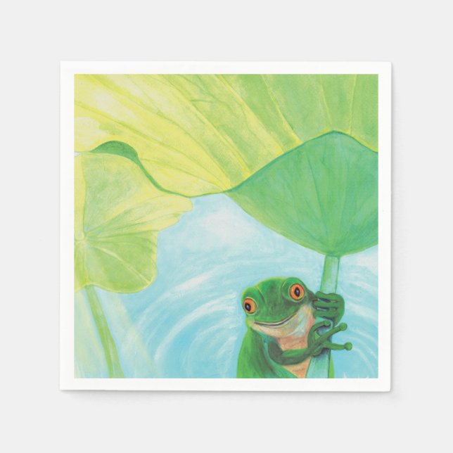 Green Frog under Lily Pad   Napkins (Front)