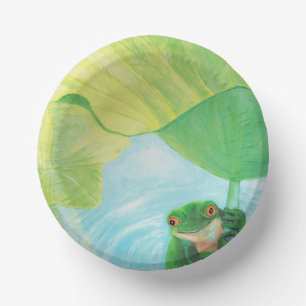 Green Frog under Lily Pad   Paper Bowls