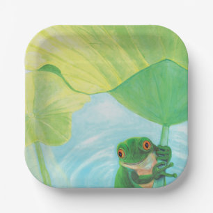 Green Frog under Lily Pad Paper Plates