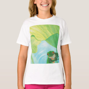Green Frog under Lily Pad   T-Shirt