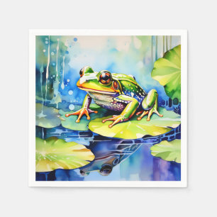 Green Frog Watercolor Napkins