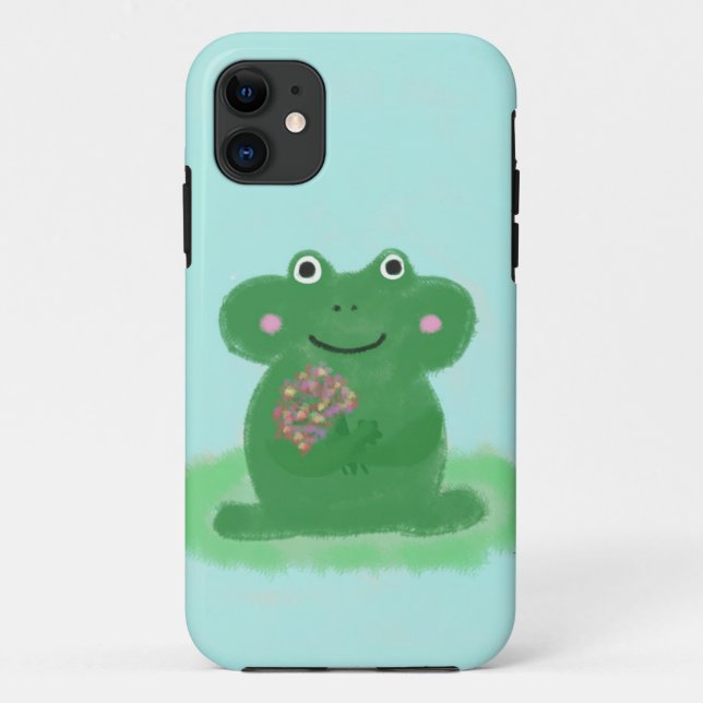 green frog with Flowers Case-Mate iPhone Case (Back)