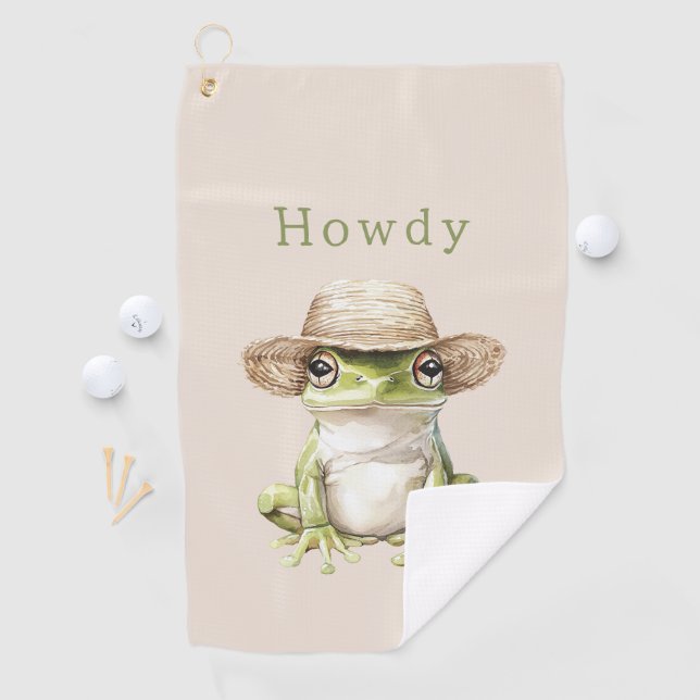 Green Frog with Hat Golf Towel (InSitu)