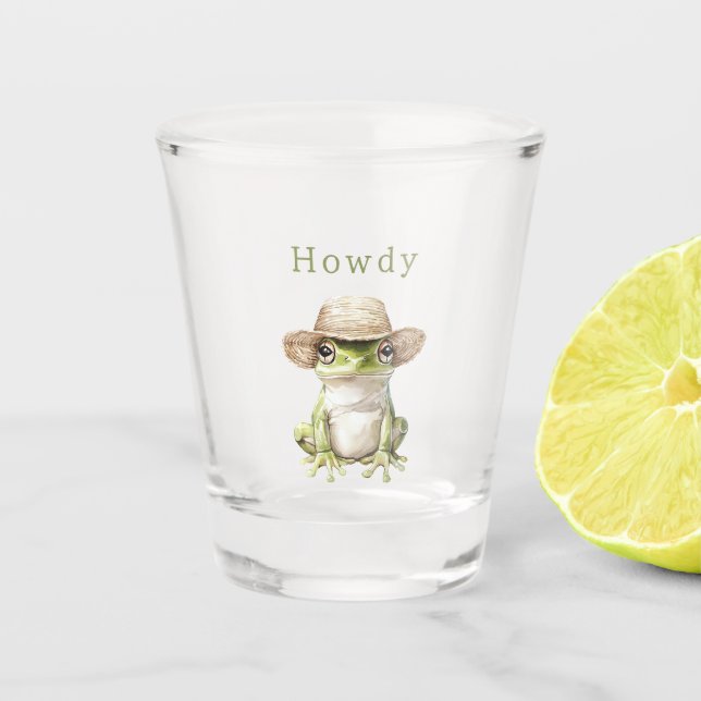 Green Frog with Hat Shot Glass (Front)