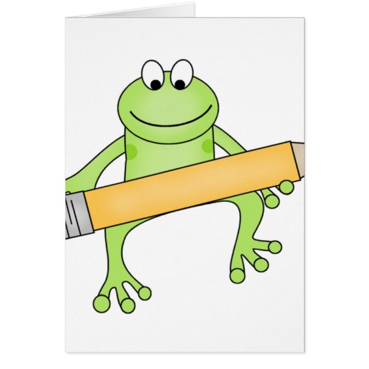 Green Frog with Pencil Cards (Front)
