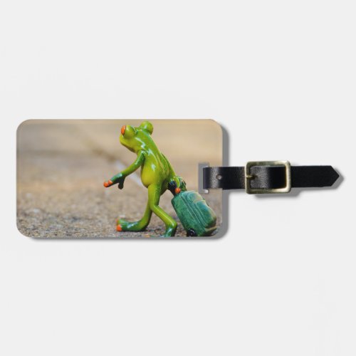 Green Frog with Suitcase Luggage Tag