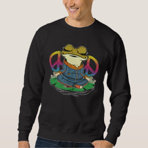 Green Frog Yoga Meditation & Peace Sign Tie Dye Fr Sweatshirt