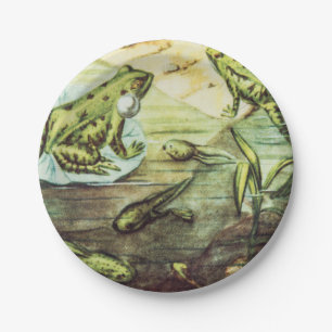 Green Frogs, Animal Illustration Paper Plates