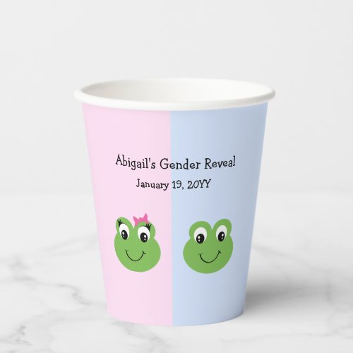 Green Frogs Gender Reveal Baby Shower Paper Cups