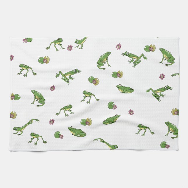 Green Frogs Kitchen Towel (Horizontal)