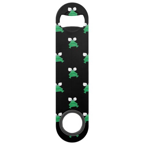 Green Frogs on Black Speed Beer Bottle Opener