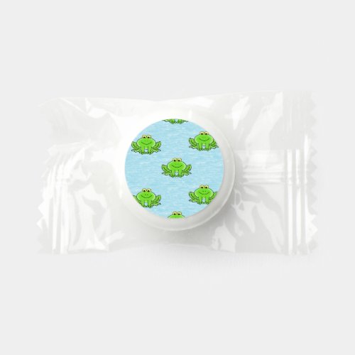 Green frogs on blue water life saver mints